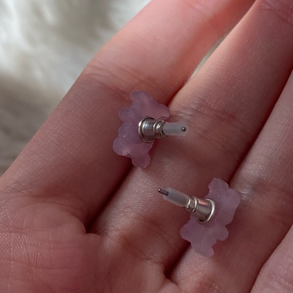 NWOT hot topic gummy bear lavender stud earrings - Picture 4 of 4